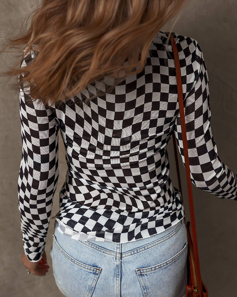 Checkered Sheer Top