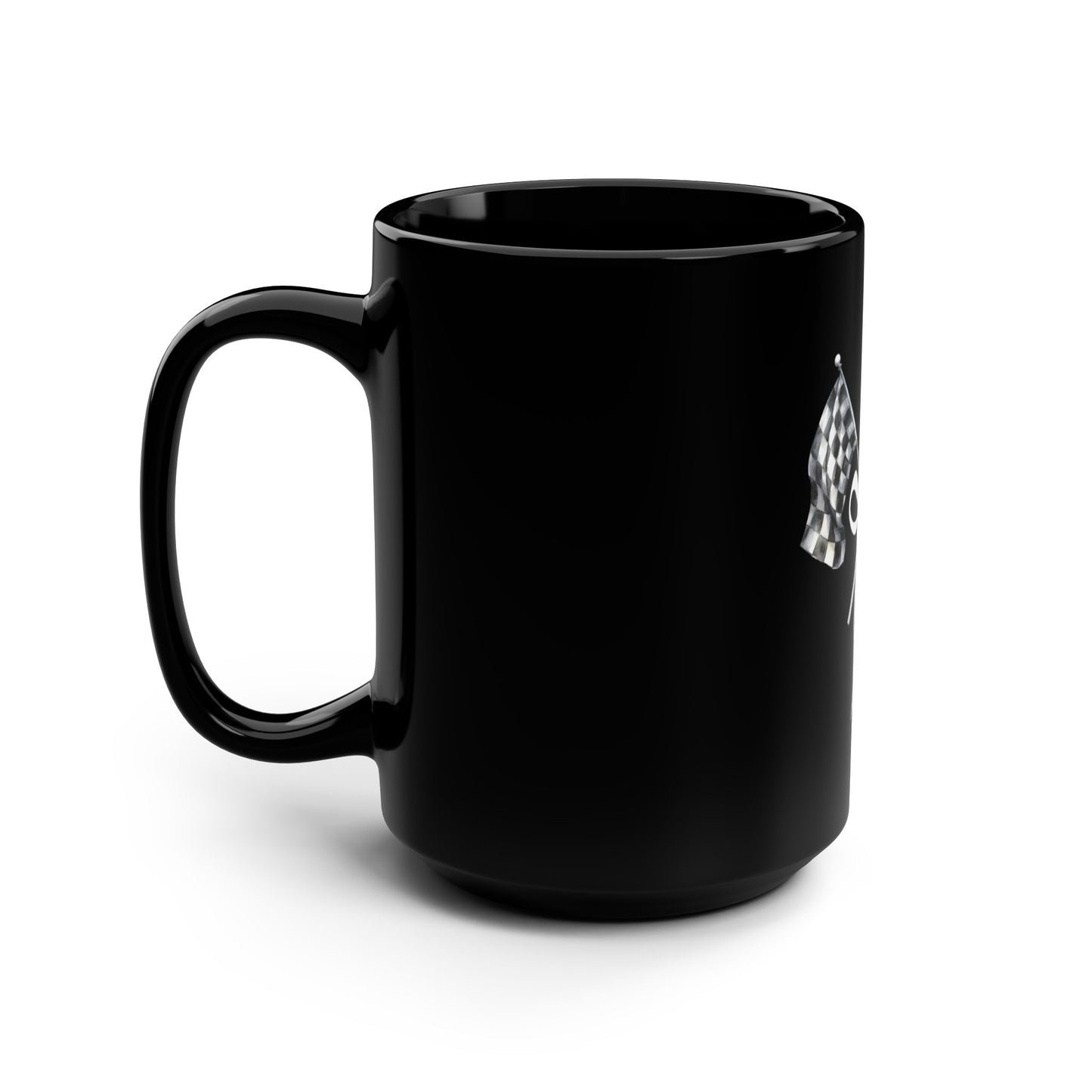 Signature Checkered Flags With Bow - 15oz Black Mug