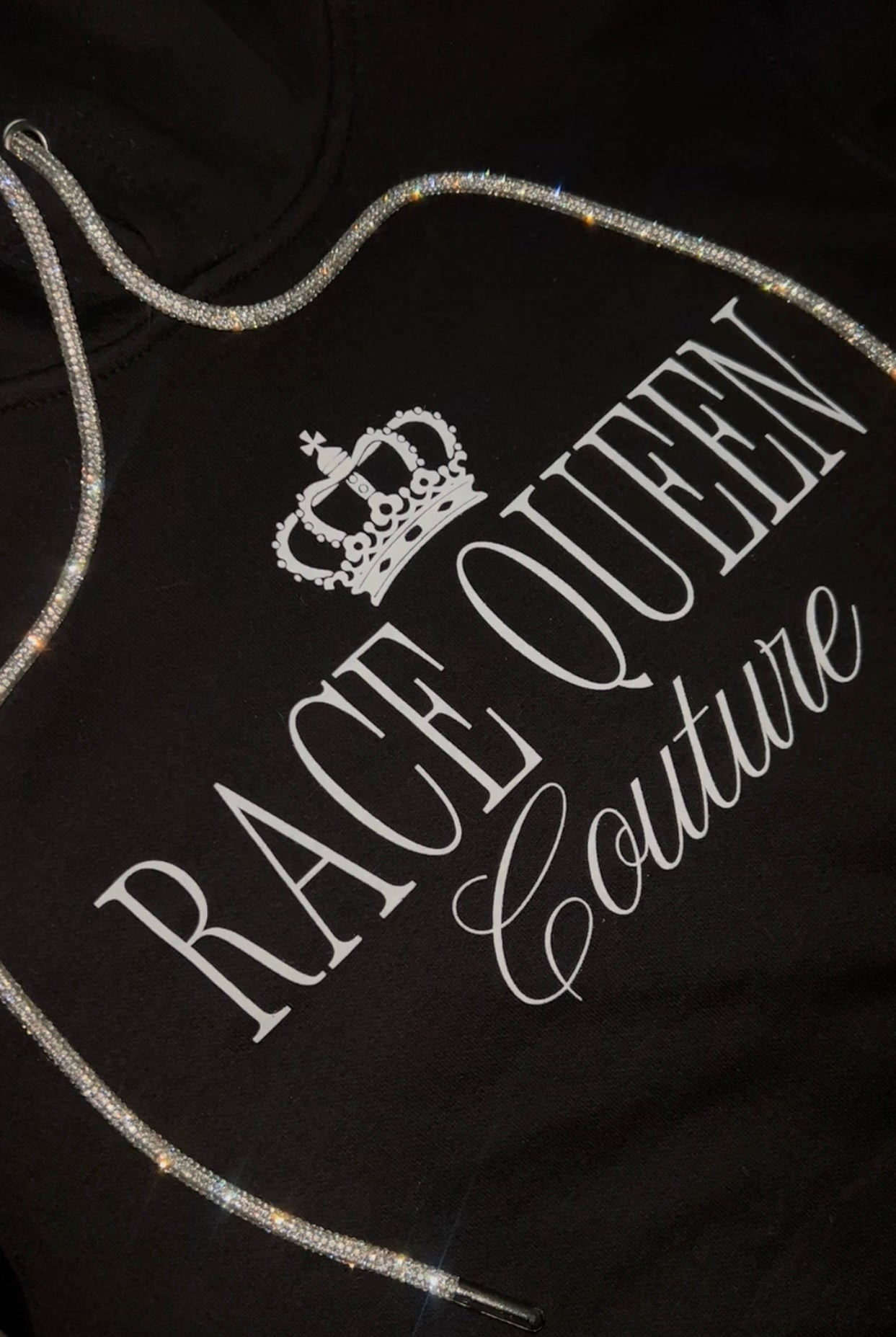 RQC Hooded Sweatshirt with Rhinestone Drawstrings