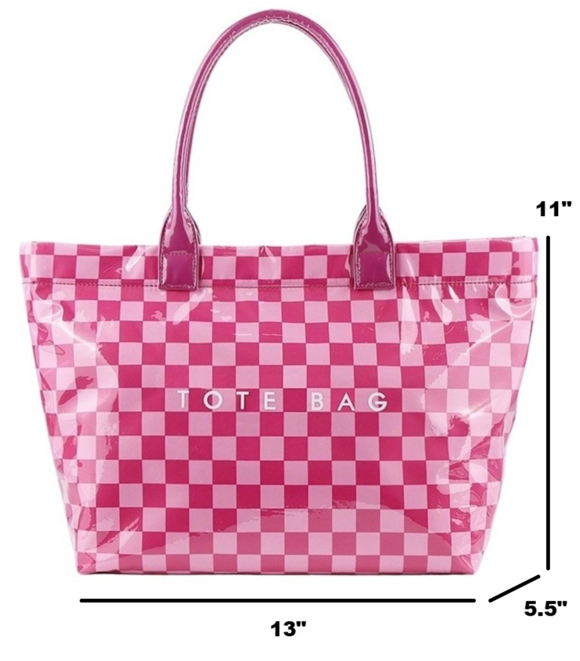 Checkered Tote Bag - Pink