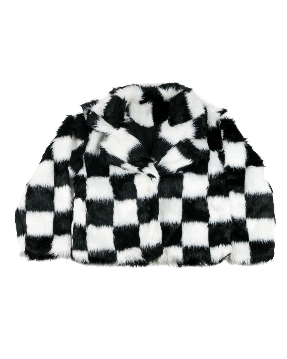Checkered Faux Fur Jacket