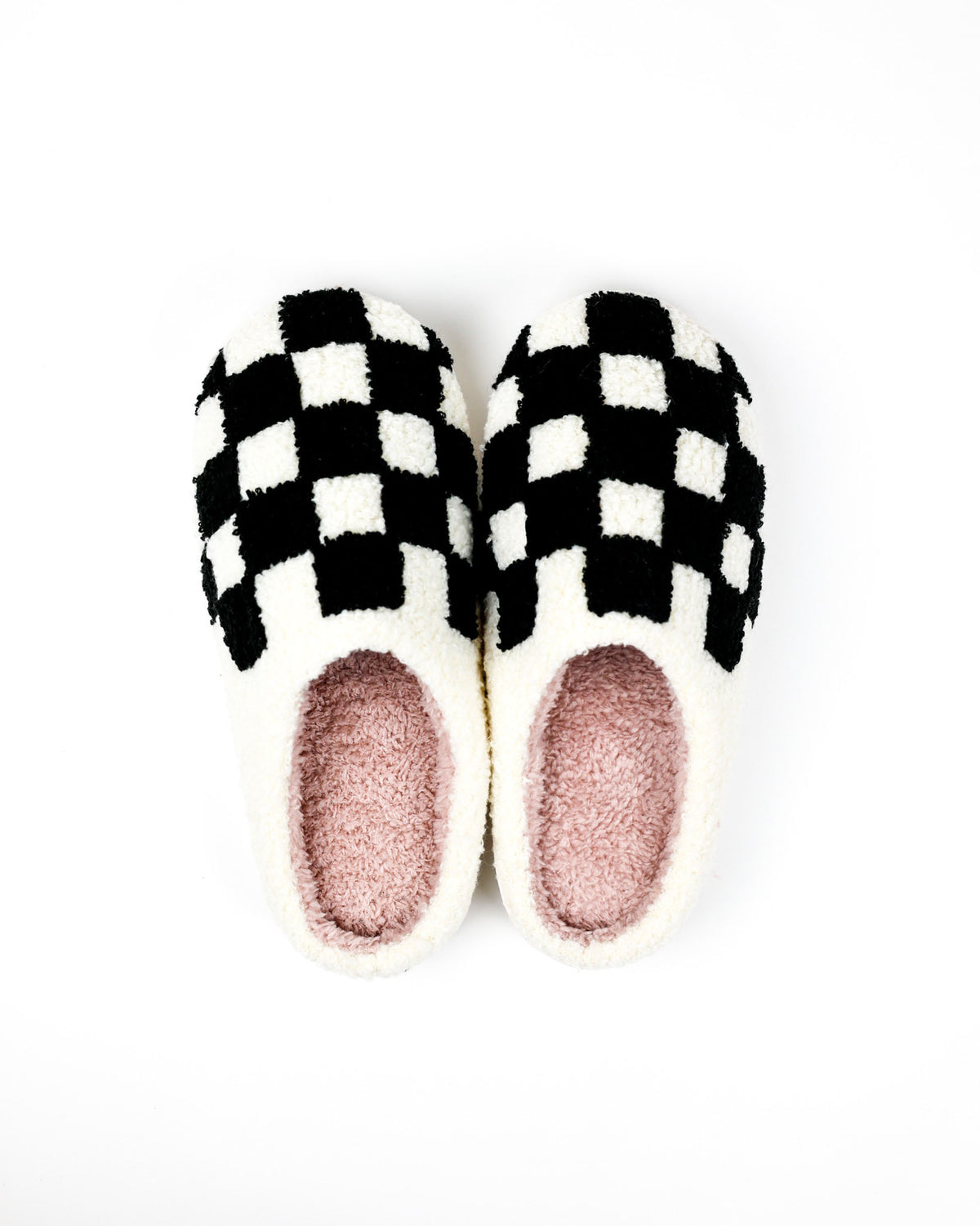 Checkered Fuzzy Slip-On Slippers