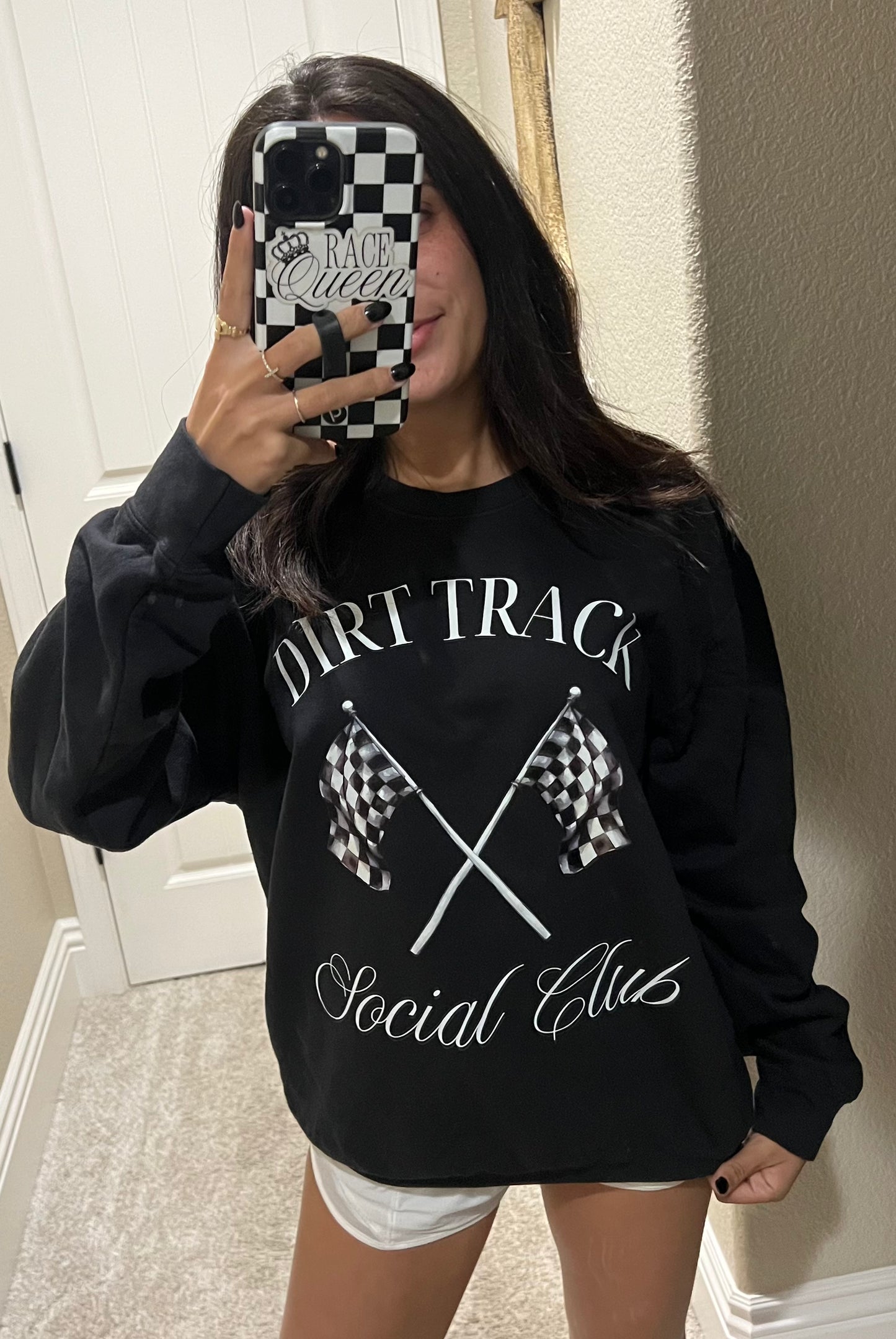 Dirt Track Social Club with Signature Checkered Flags Crewneck
