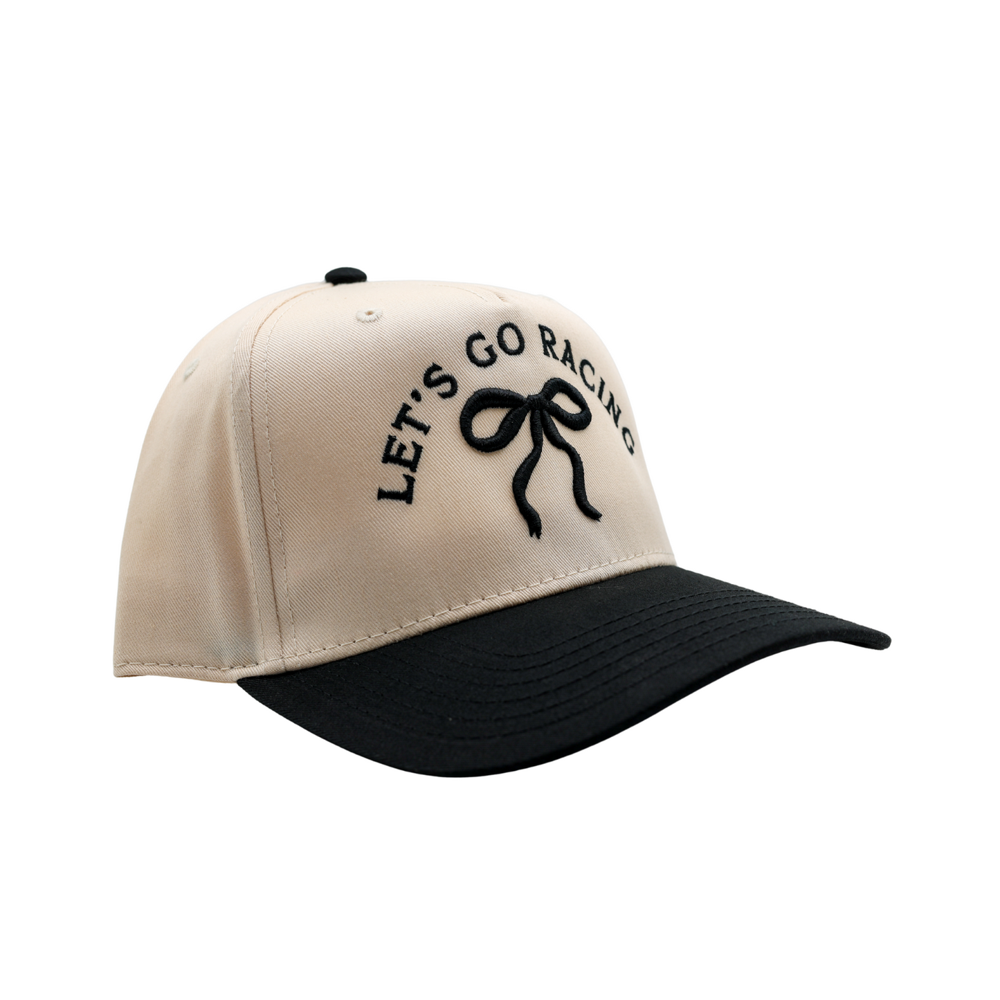 LET'S GO RACING Snapback Hat - Cream Hat w/ Black Stitching