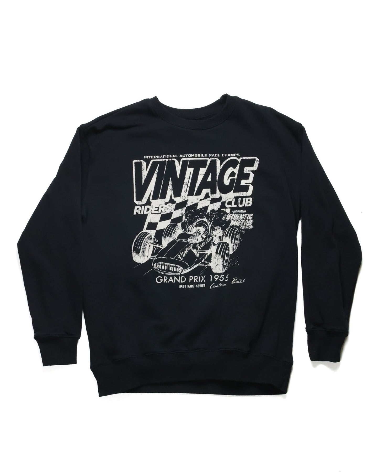 Vintage Race Club Crewneck in black with sprint car graphic