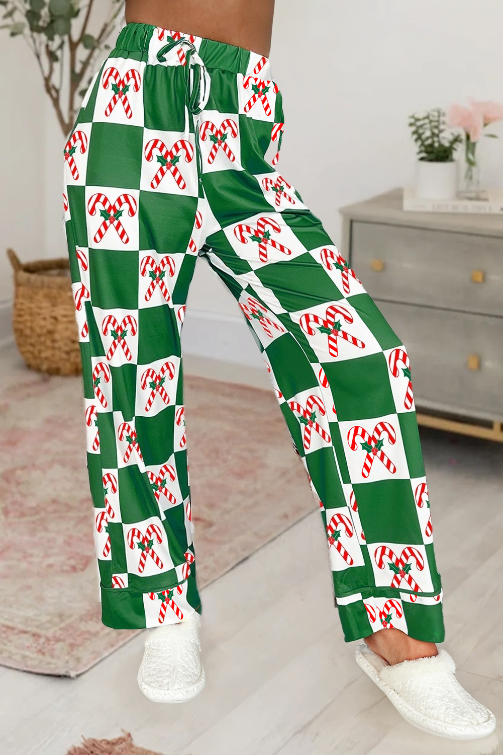 Checkered Candy Cane Holiday Pajama Set