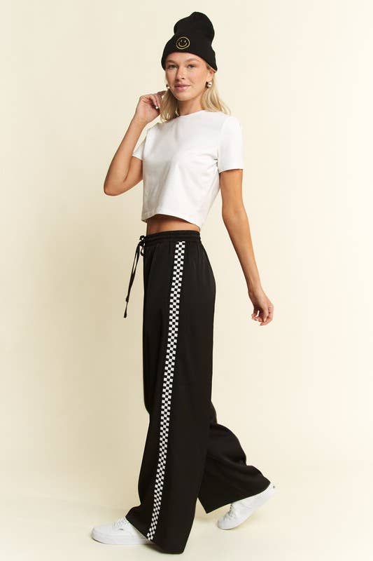 Checkered Satin Sweatpants