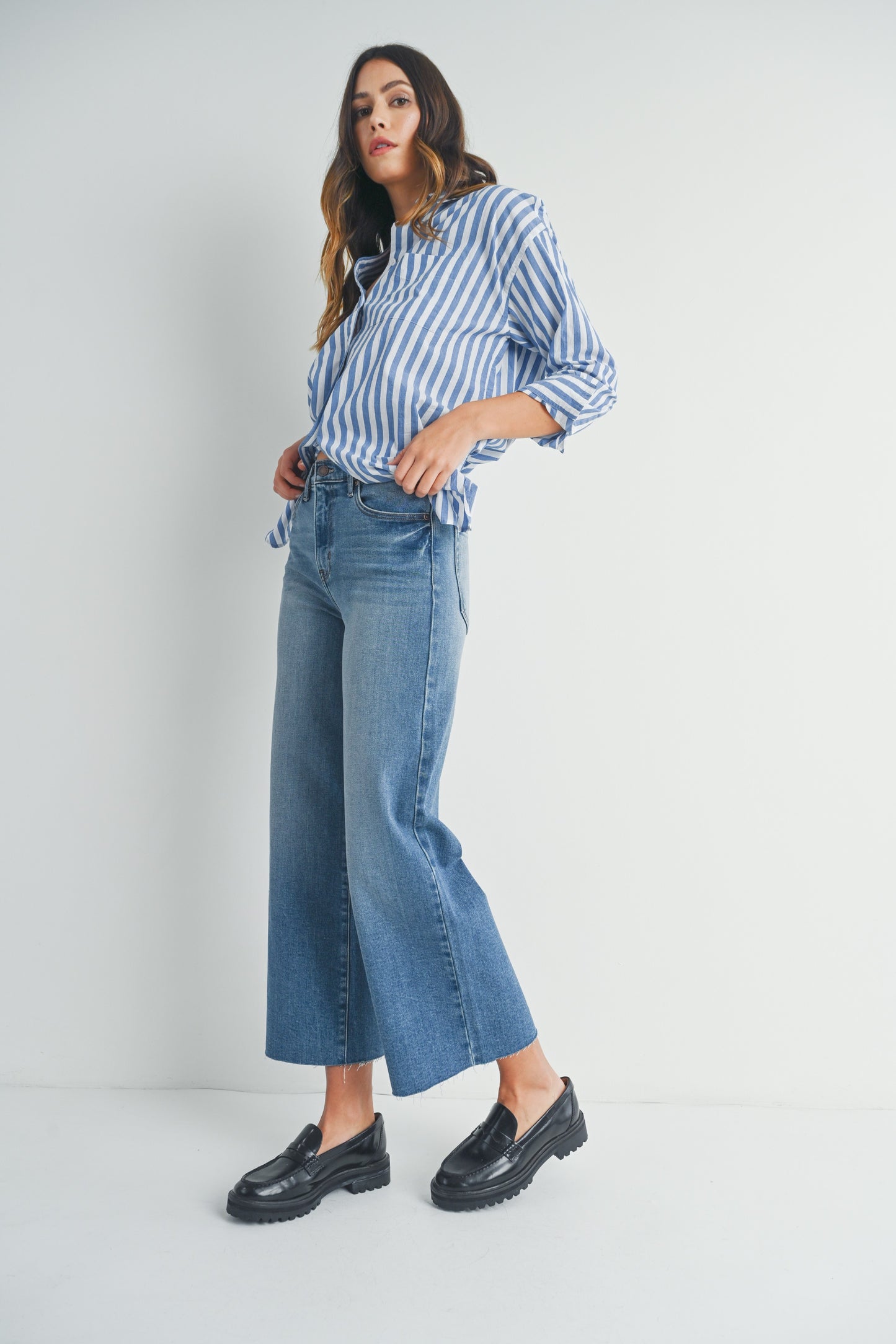 Just Black Denim Scissor Cut Wide Leg - Medium Wash