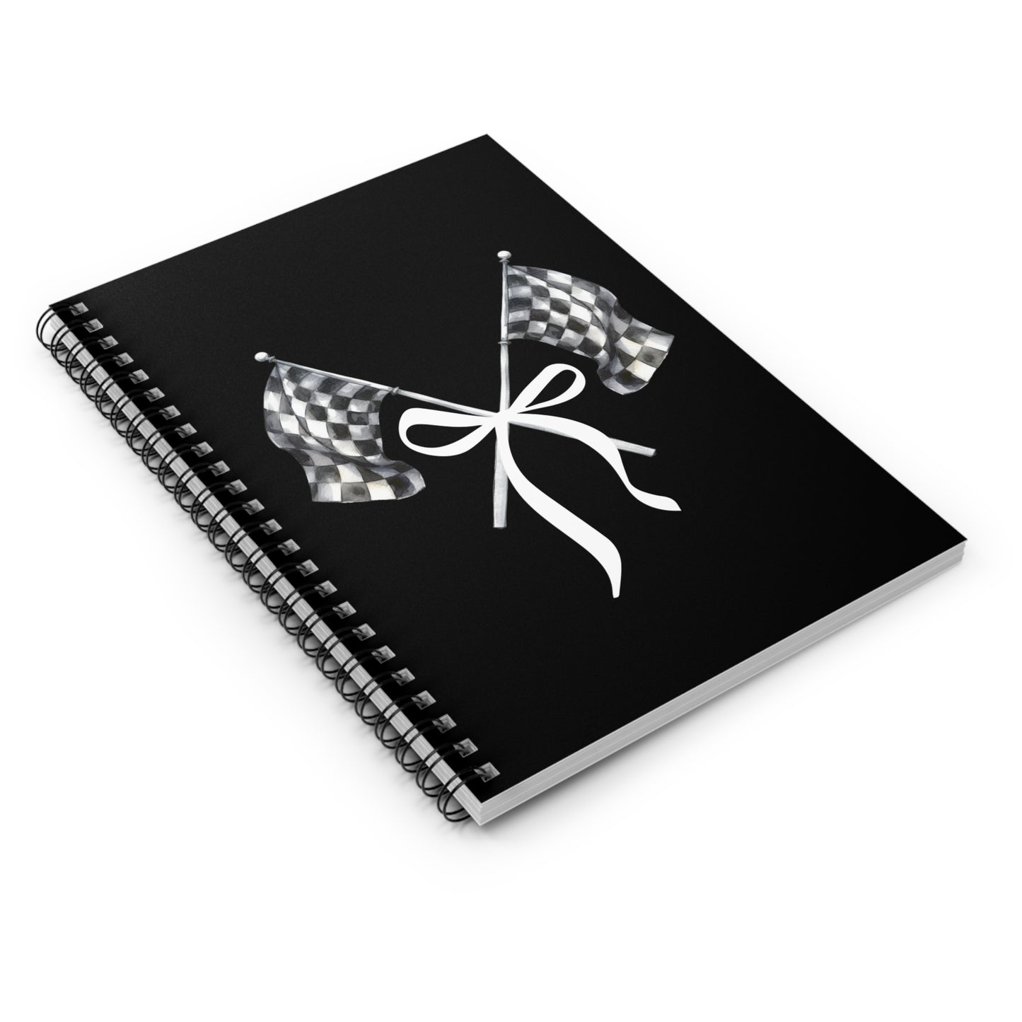 Signature Checkered Flags with Bow Spiral Notebook