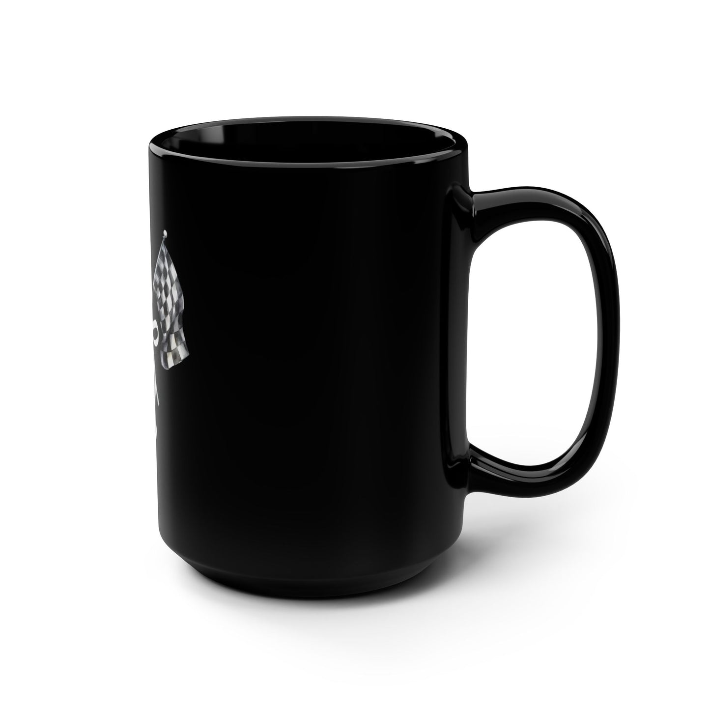 Signature Checkered Flags With Bow - 15oz Black Mug