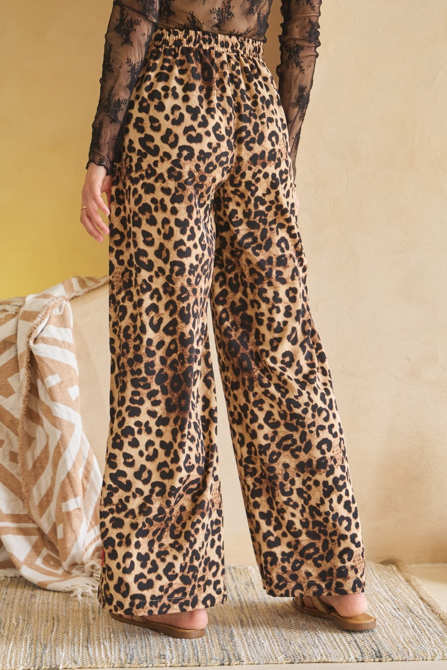 Leopard Printed Pants w/ Black Stripe