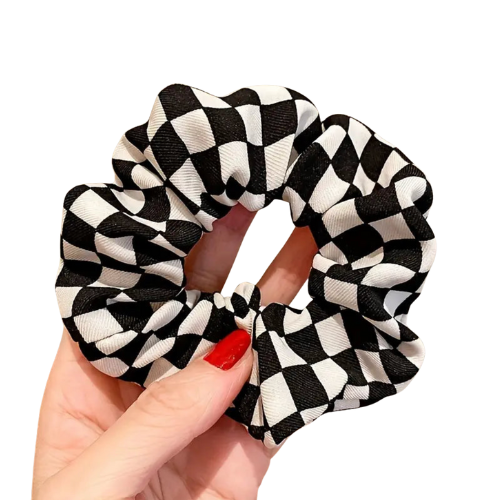 Checkered Hair Scrunchie Q