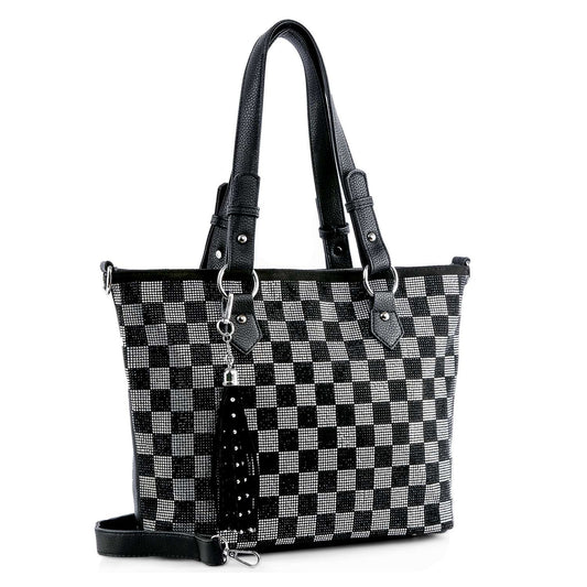 Checkered Rhinestone Handbag