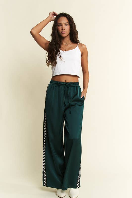 Checkered Satin Sweatpants