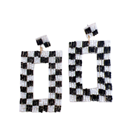 Checkered Beaded Earrings