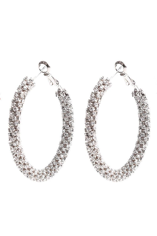Rhinestone Hoop Earrings 1.5 Inch