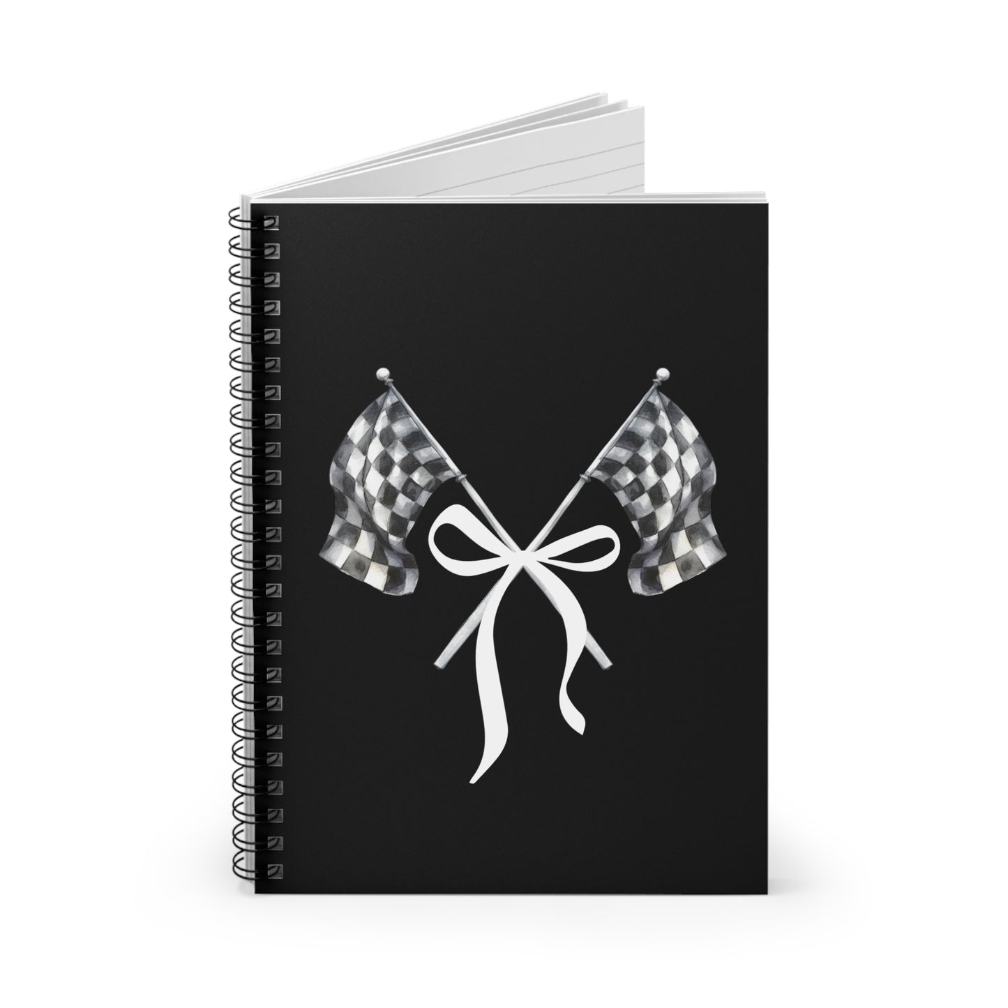 Signature Checkered Flags with Bow Spiral Notebook