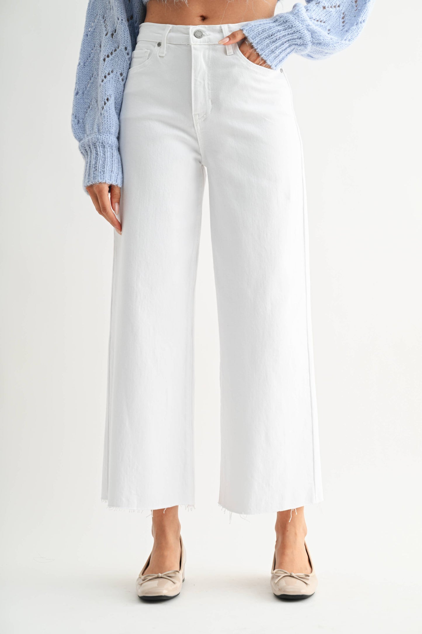 Just Black Denim Scissor Cut Wide Leg - Optic White
