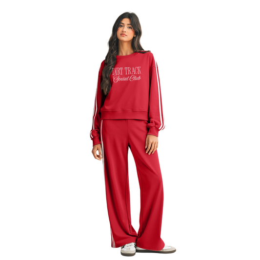 Dirt Track Social Club Sweatsuit Set - Red