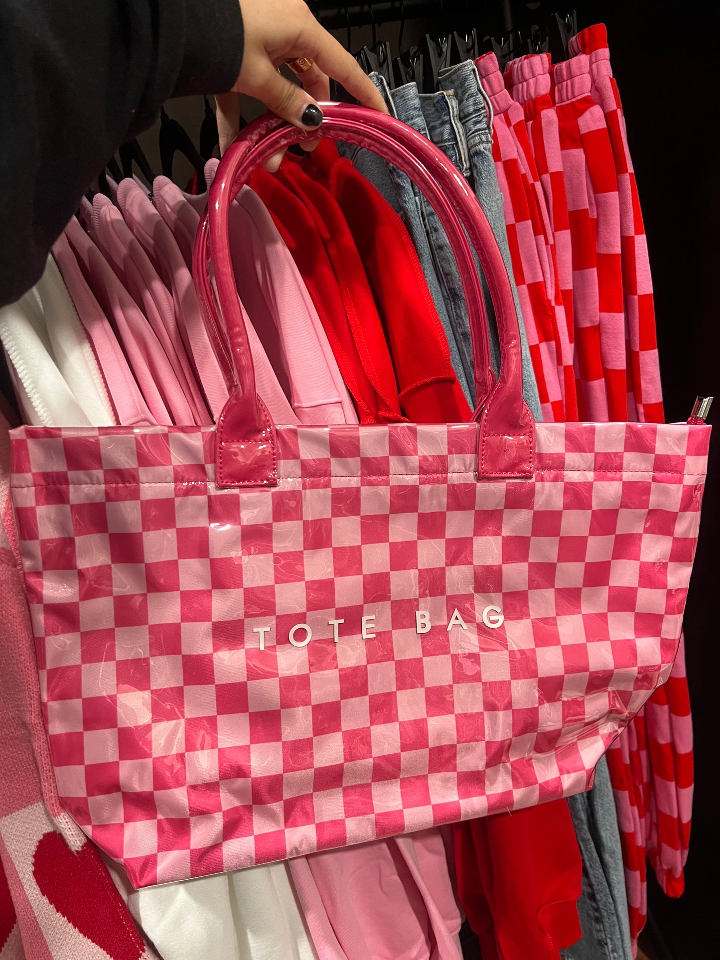 Checkered Tote Bag - Pink