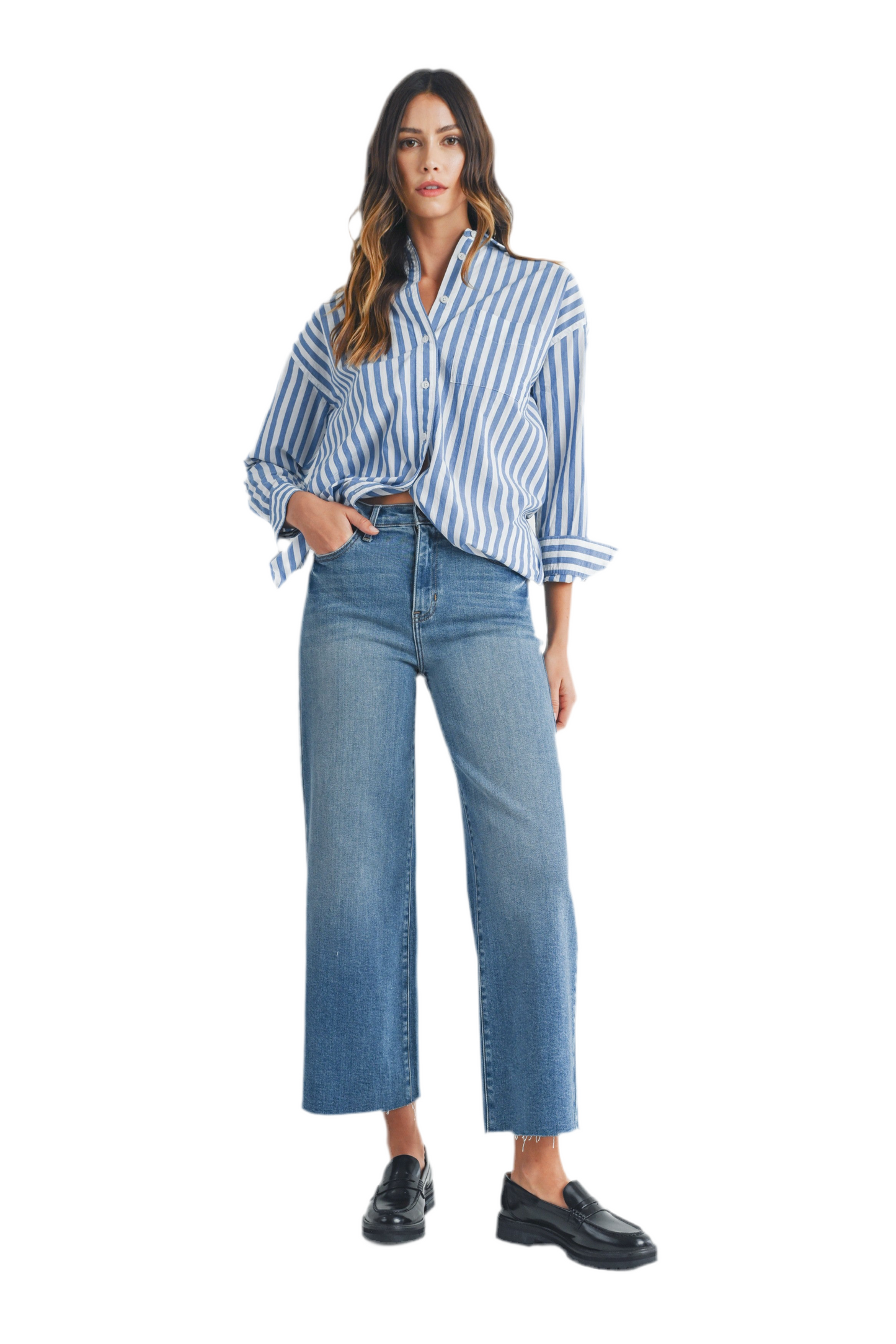 Just Black Denim Scissor Cut Wide Leg - Medium Wash