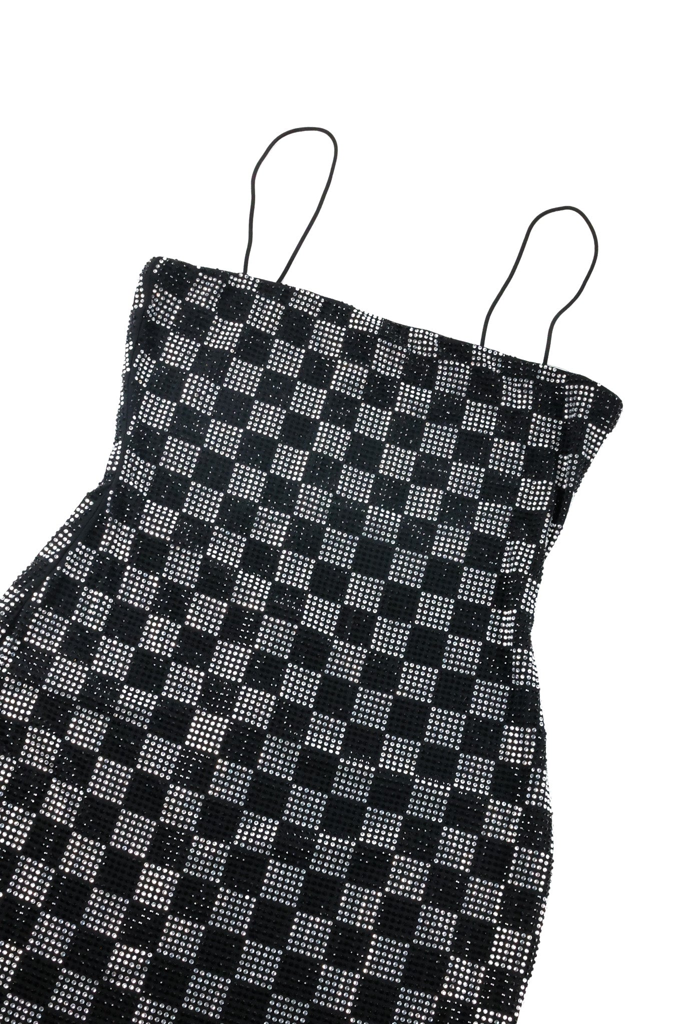 Checkered Rhinestone Mini Dress