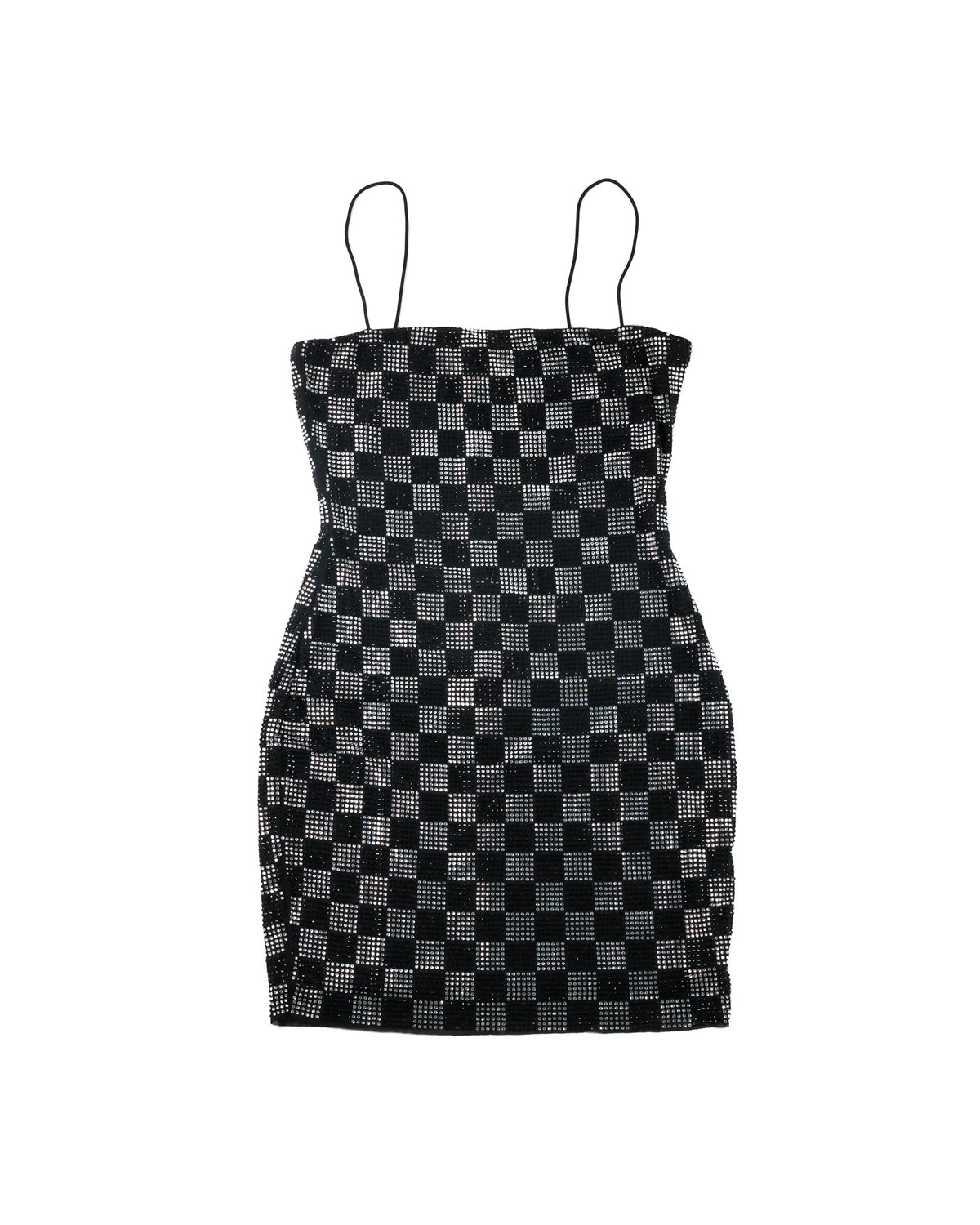Checkered Rhinestone Mini Dress