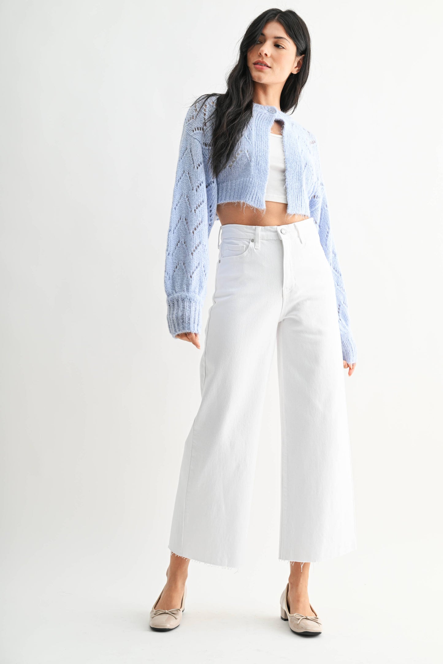 Just Black Denim Scissor Cut Wide Leg - Optic White
