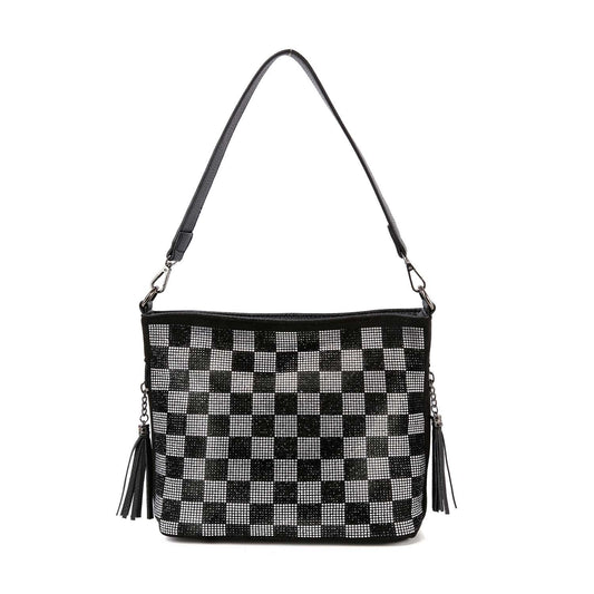 Checkered Rhinestone Crossbody