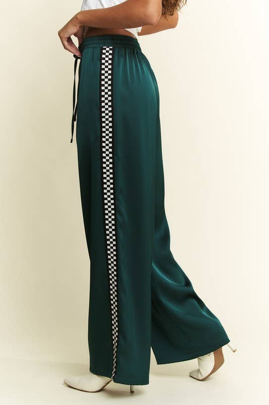 Checkered Satin Sweatpants