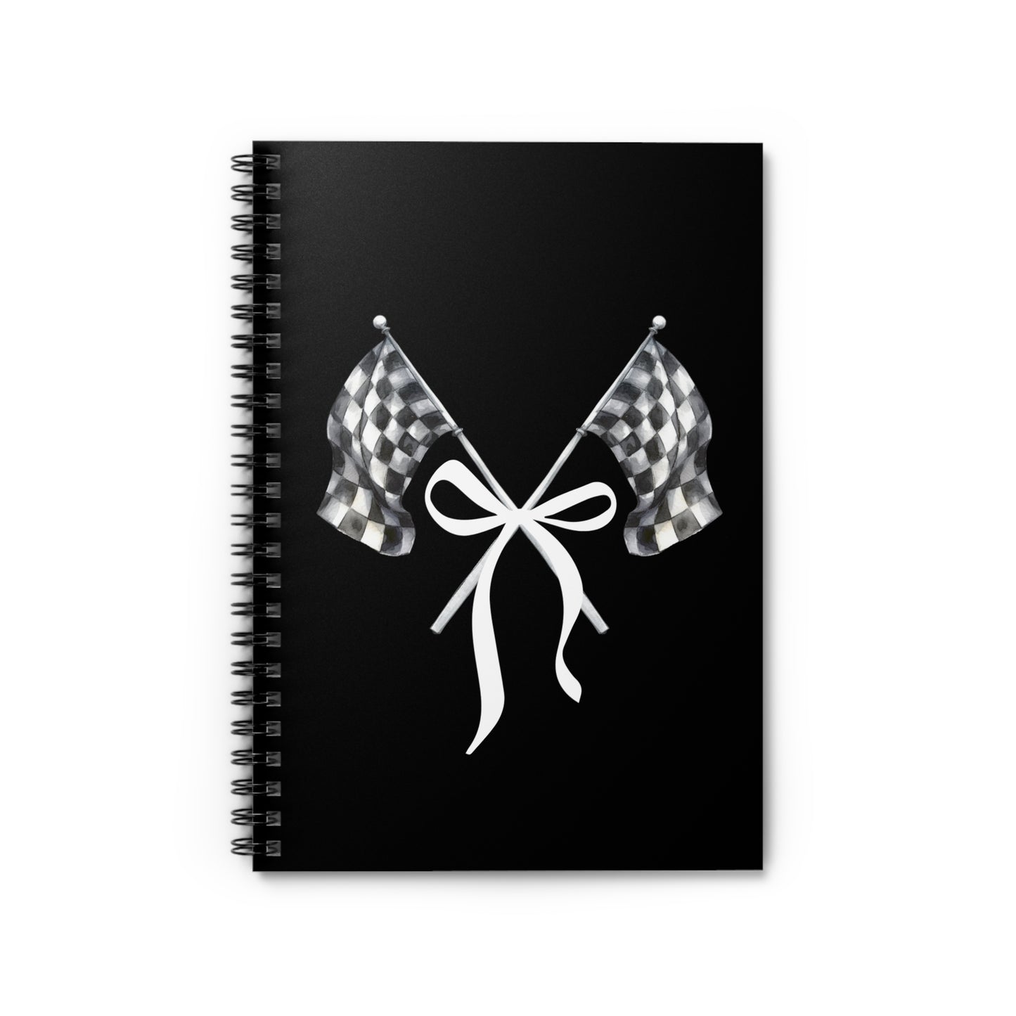 Signature Checkered Flags with Bow Spiral Notebook