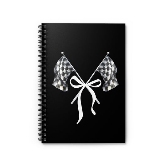 Signature Checkered Flags with Bow Spiral Notebook