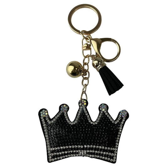 Rhinestone Crown Keychain - Black