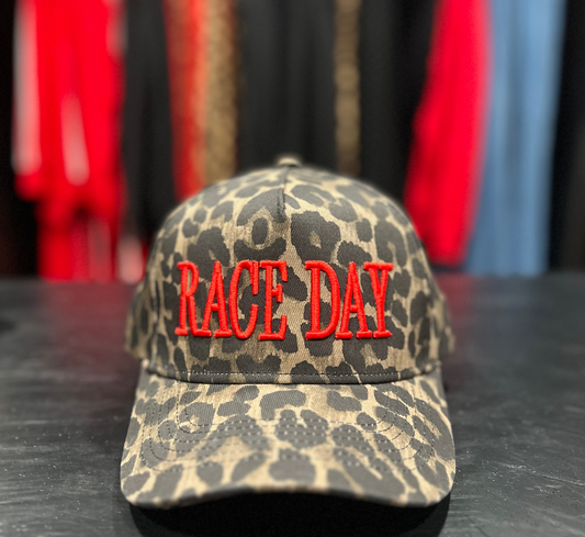 RACE DAY Hat - Leopard/Red