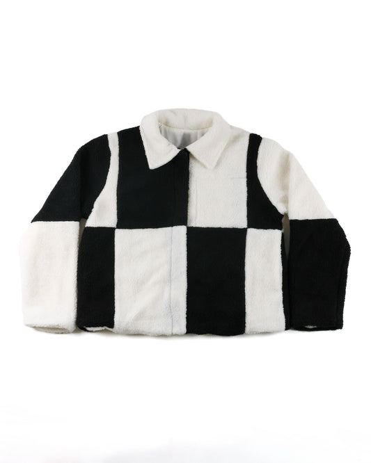 Checkered Sherpa Zip Up Jacket