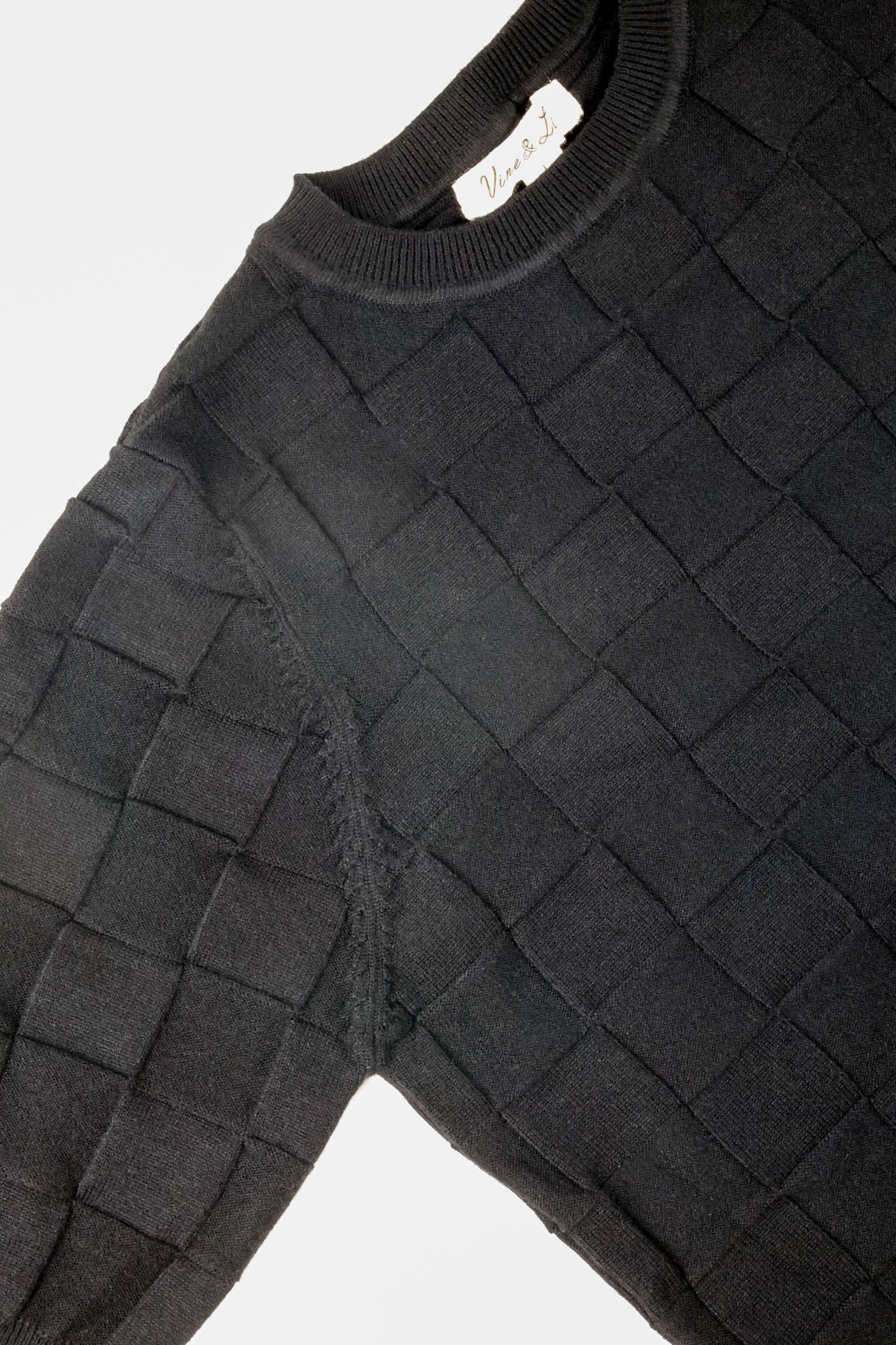 Checkered Black on Black Knit Sweater