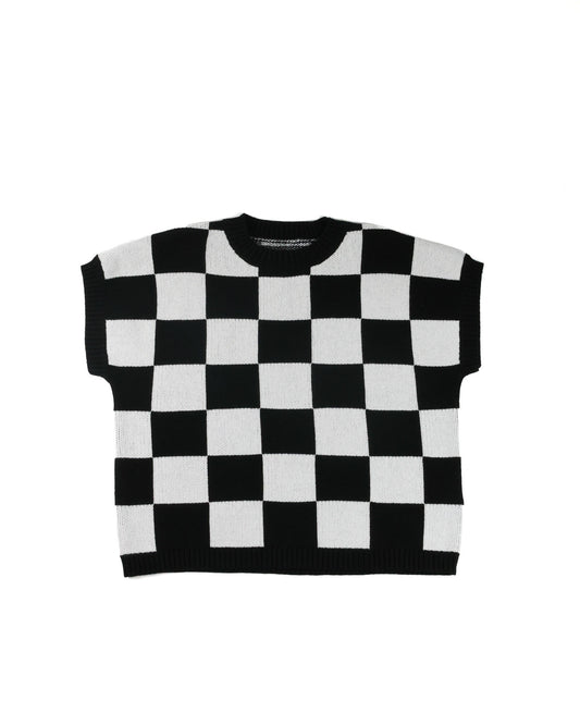 Checkered Short Sleeve Sweater - Katelyn
