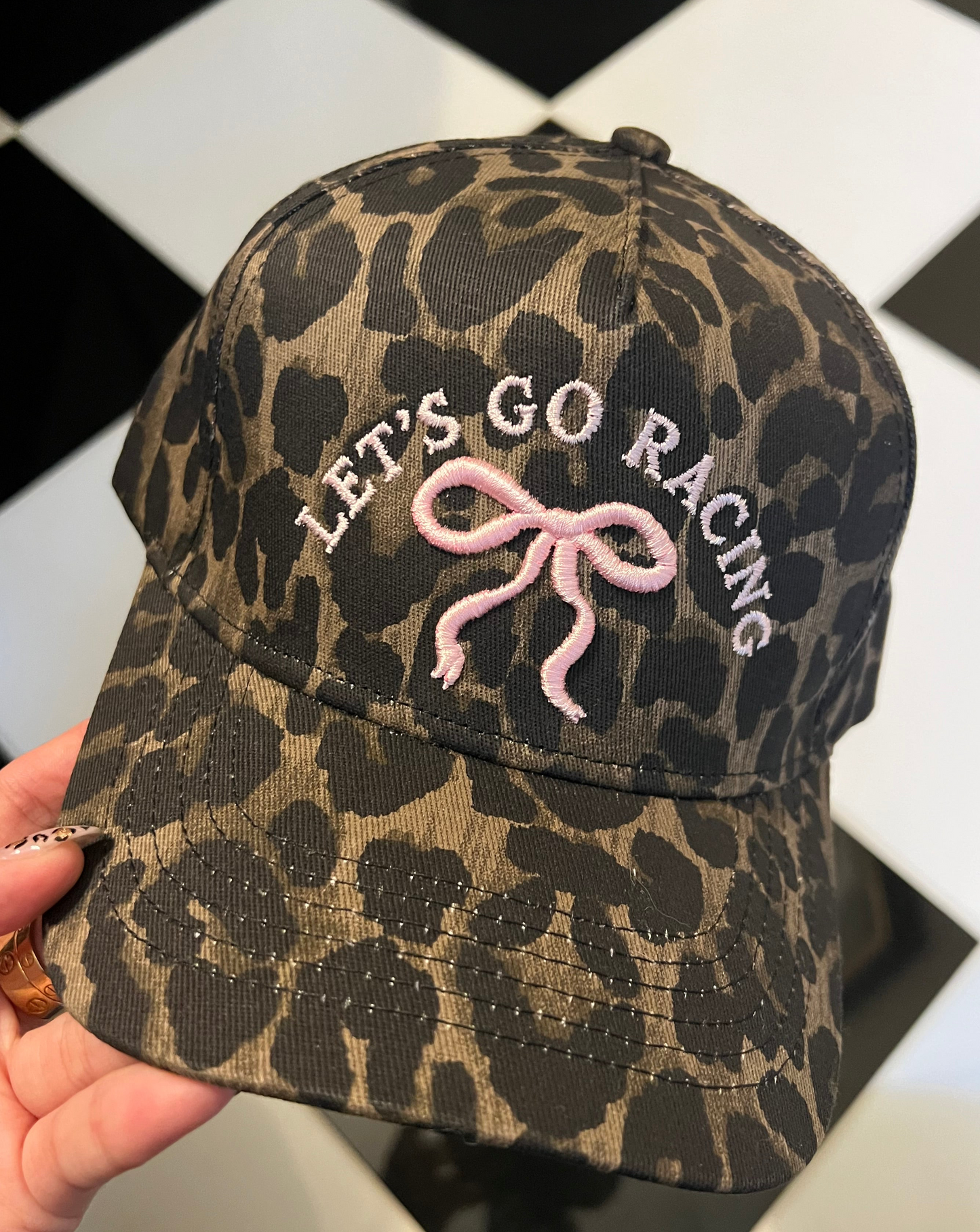 LET'S GO RACING Hat - Leopard/Bubblegum Pink