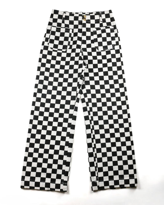 Checkered Denim Pants