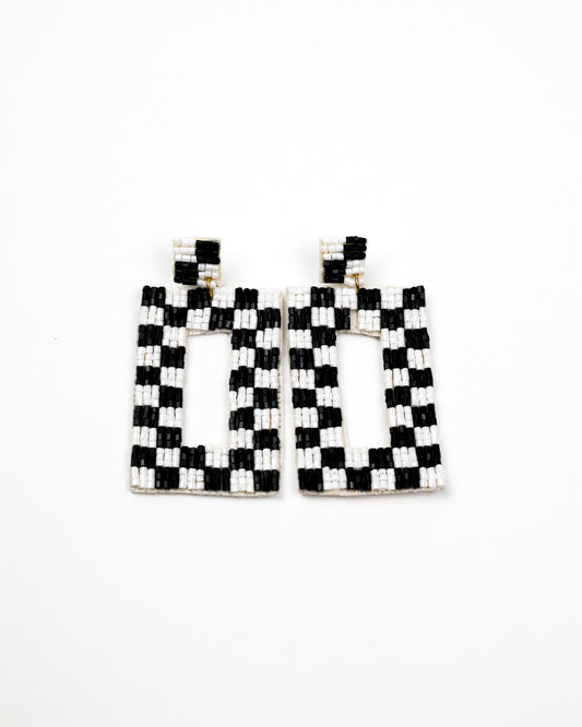 Checkered Beaded Earrings