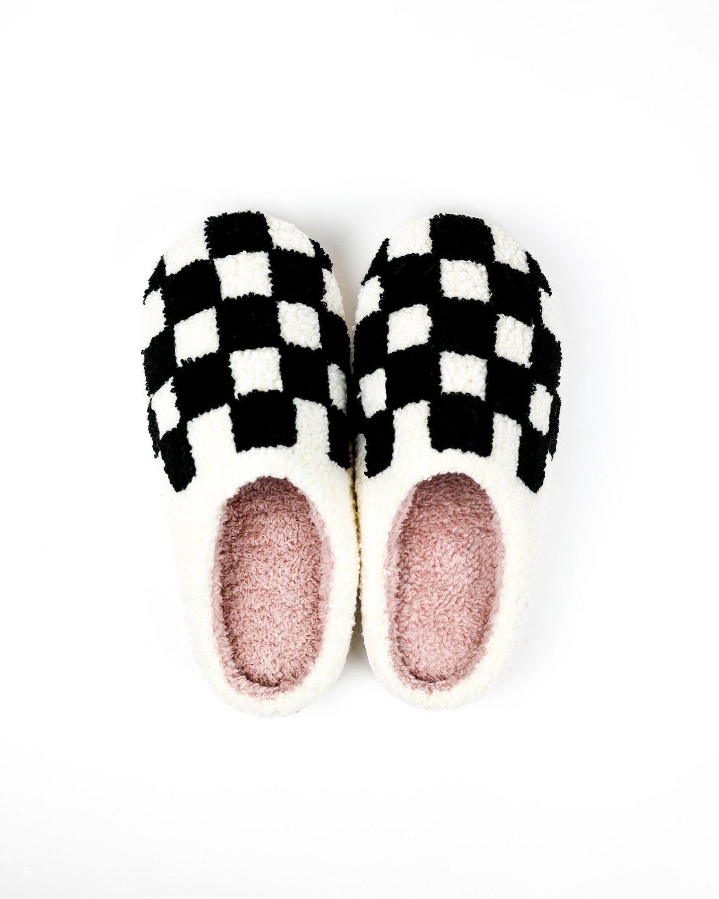 Checkered Fuzzy Slip-On Slippers
