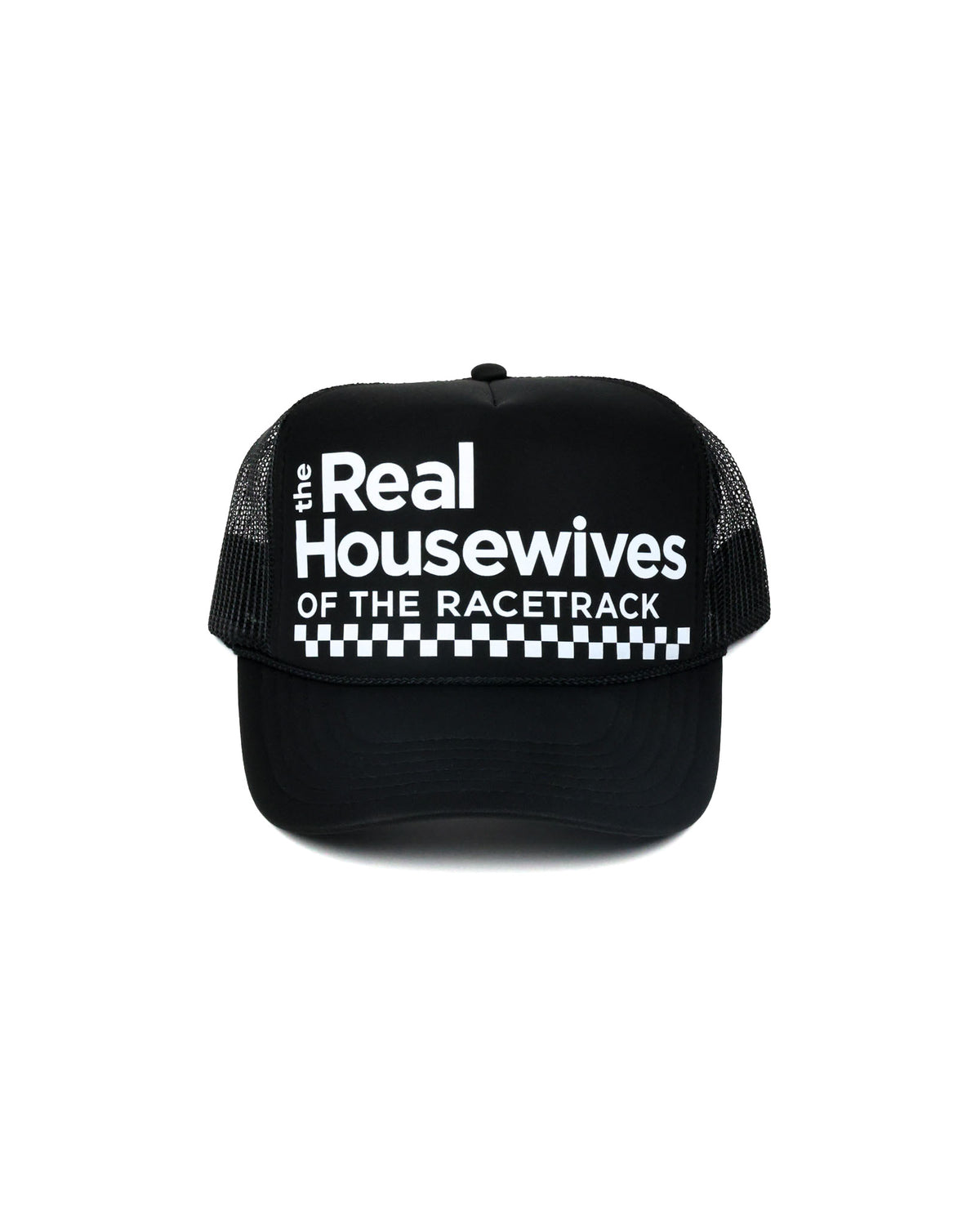 Real Housewives of the Racetrack Trucker Hat by Race Royalty, printed design close-up