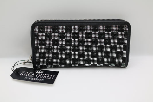 Checkered Rhinestone Wallet
