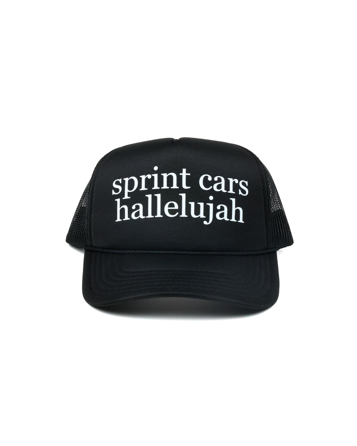 Hallelujah Trucker Hat by Race Royalty — women's faith-forward race day mesh trucker hat
