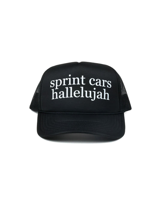 Hallelujah Trucker Hat by Race Royalty — women's faith-forward race day mesh trucker hat