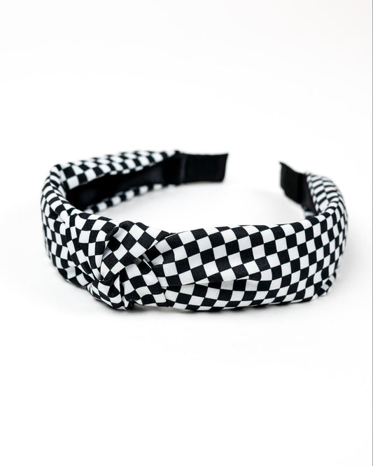 Small checkered knot headband hair accessory by Race Royalty™