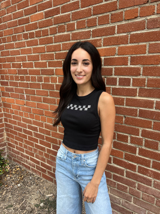 Rhinestone Checkered Baby Tee