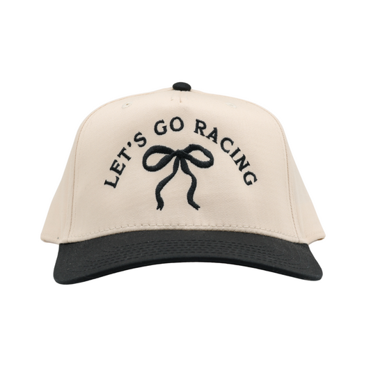LET'S GO RACING Snapback Hat - Cream Hat w/ Black Stitching