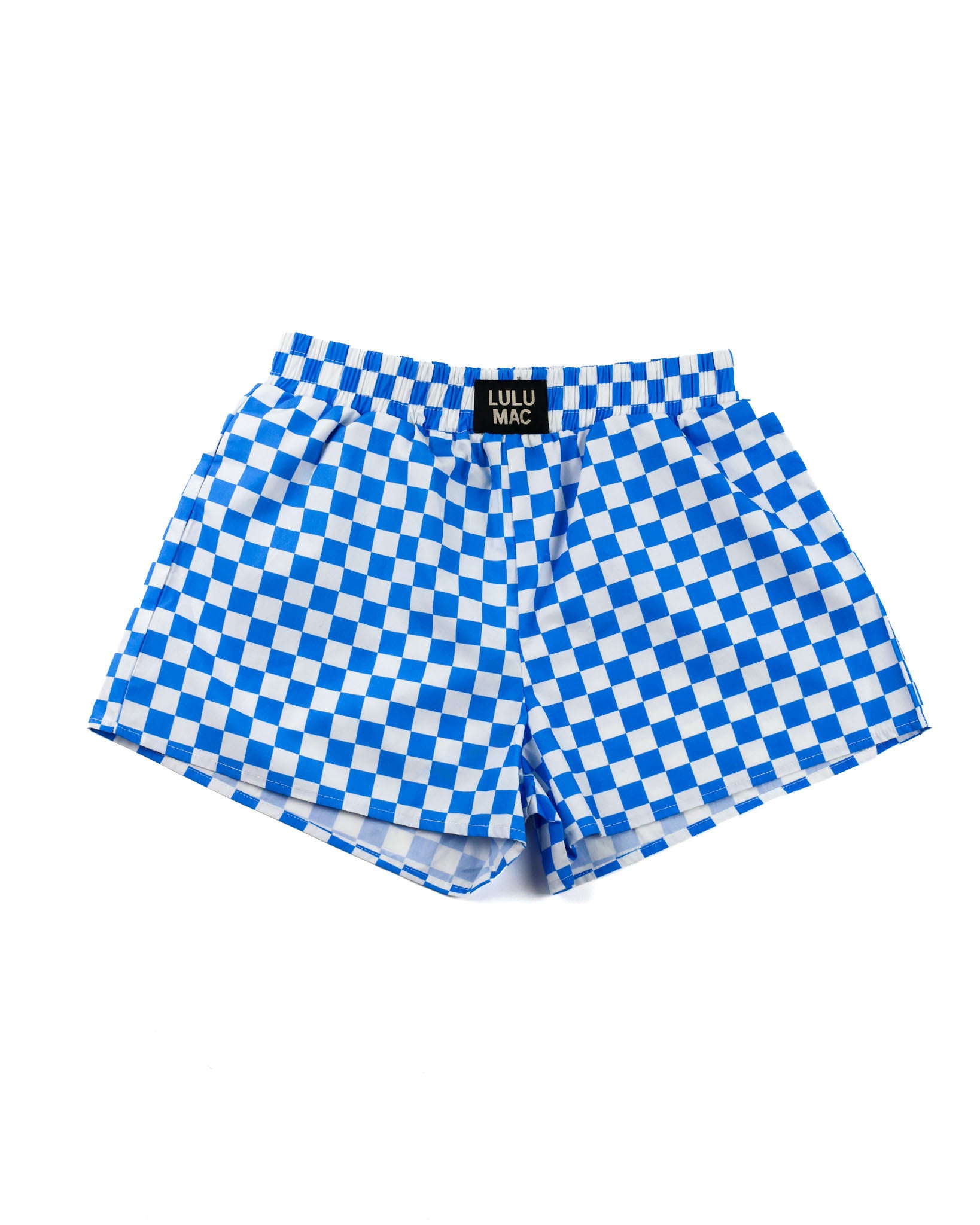Checkered Boxer Short in blue and white by Race Royalty