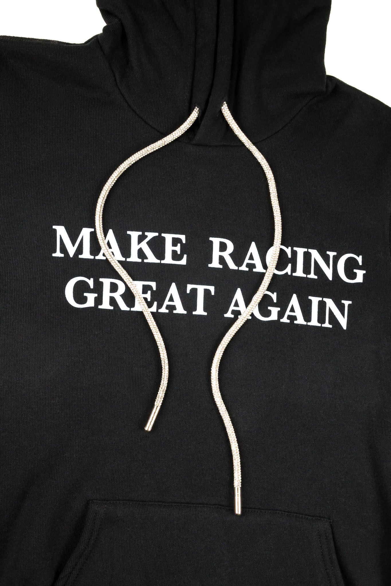 MAKE RACING GREAT AGAIN Hooded Sweatshirt with Rhinestone Drawstring